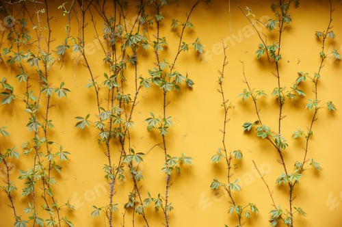 Preview: curly ivy on a yellow wall