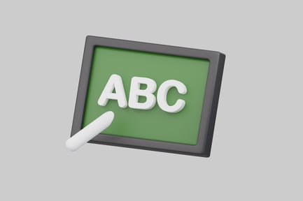 Vista previa: Pizarra abc con un trozo de tiza