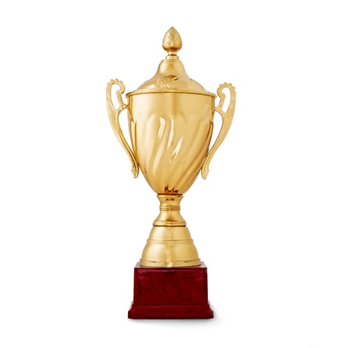 Preview: Golden shiny cup, reward for the winner, on white