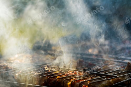 Preview: Grilled chicken thigh on the flaming grill chicken grill Spicy marinated chicken drumsticks cooking