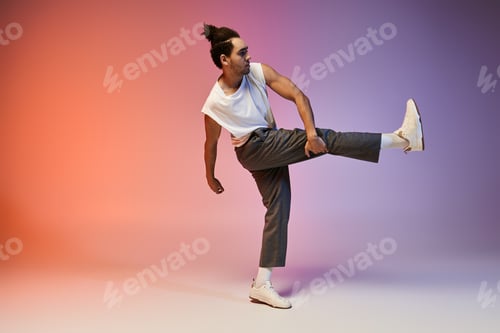 Preview: Young man dancing in vibrant hues