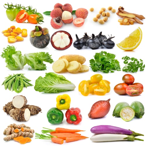 Preview: set of fruit and vegetable on white background