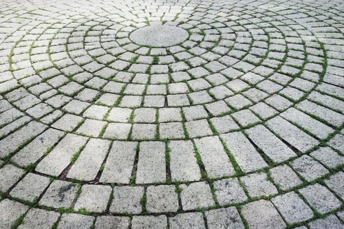 Preview: Paving Blocks Made Of Round Stones And Concrete Path.