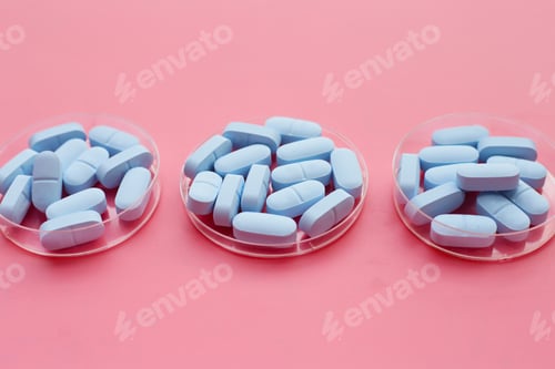 Preview: "PrEP" ( Pre-Exposure Prophylaxis) used to help protect people from HIV, pink background.
