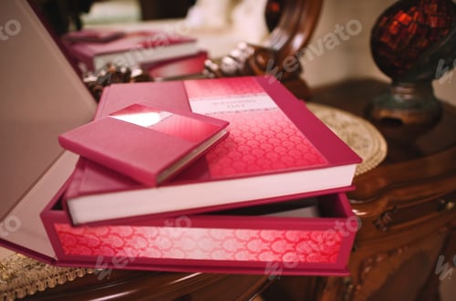 Preview: rose leather wedding photo book album