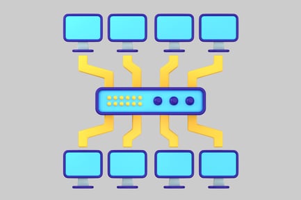 Aperçu: Commutateur réseau avec ordinateurs connectés