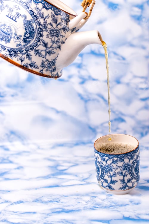 Preview: Teapot and cup of china blue chinese porcelain tea.