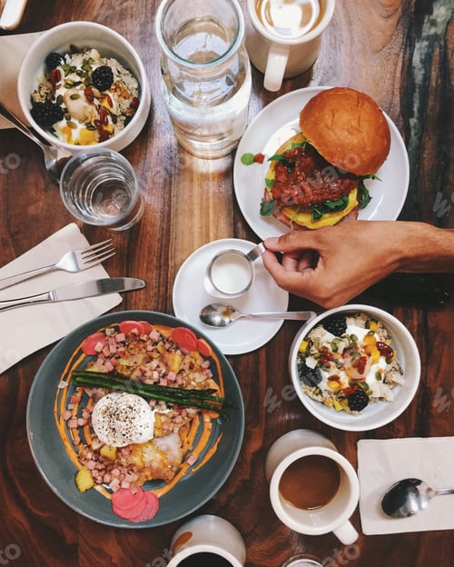 Preview: Brunch Table with Hand and Coffee