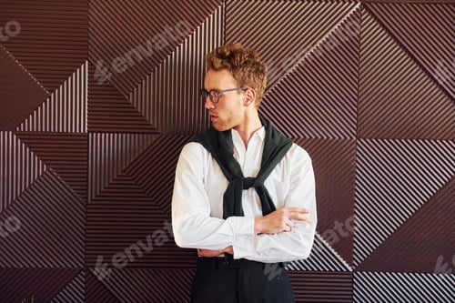 Preview: Waiter in uniform. Indoors of new modern luxury restaurant