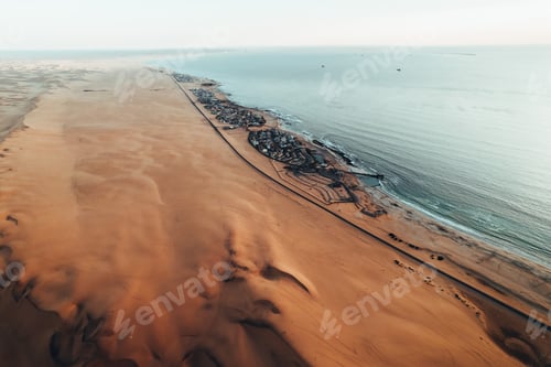 Preview: Aerial Dune Textures of Namibian Desert, sunset at Swakopmund, Namibia, Africa