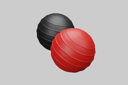 Visualização: Duas esferas nervuradas.