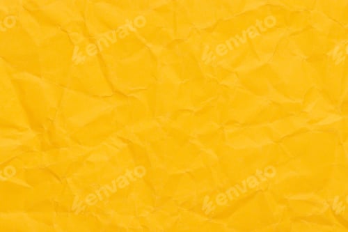 Preview: Butterscotch yellow color crumpled paper texture, blank template wrinkly background with copy space