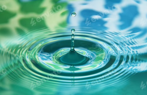 Preview: Water drop falling into water making a perfect concentric circles