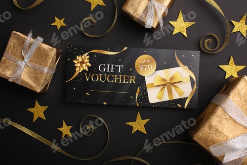 Preview: Close-up of a gift card, New Year's mood for discounts