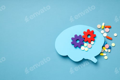 Preview: Dementia and parkinson's disease, ADHD, composition for head disease theme, space for text