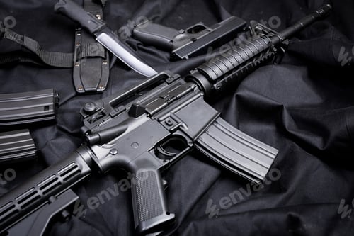 Preview: modern weapon, black background