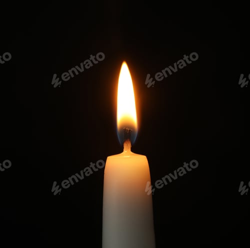 Preview: Burning candle on dark background. Symbol of sorrow
