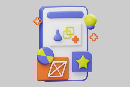 Preview: Abstract geometric shapes and icons on a .