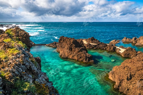 Preview: Beautiful view of Portuguese island with sunlight