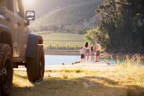 Preview: Excited Family Reaching Countryside Destination On Road Trip