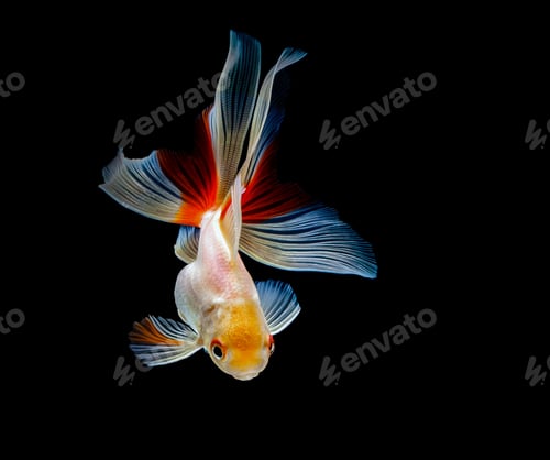 Preview: goldfish isolated on a dark black background
