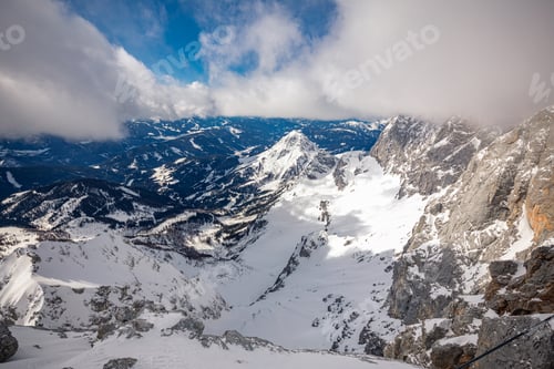 Preview: The snowy winter panorama of Dachstein Alps, Austria