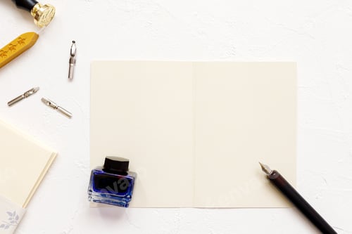 Preview: Calligraphy: Set of vingate fountain pens. Artistic equipment. Calligraphic accessories