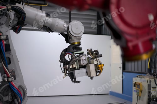 Preview: Engineer work at robotic arm factory.