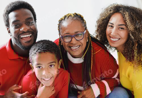 Preview: Smiling Family Poses Together Indoors