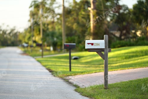 Preview: American mailbox at Florida home front yard on suburban street side