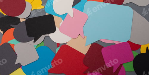 Preview: Top view of colorful speech bubble icons
