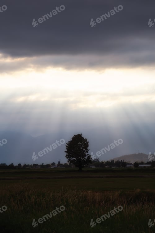 Preview: View of the country side during a dramatic sunset