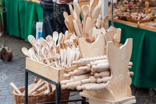 Preview: Handmade wooden, vintage kitchen utensils