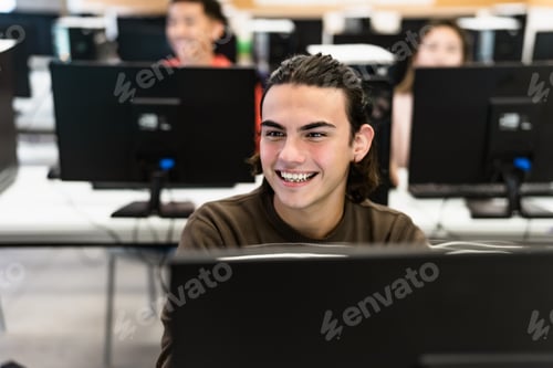 Preview: Young students listening a lesson in high school - Education concept