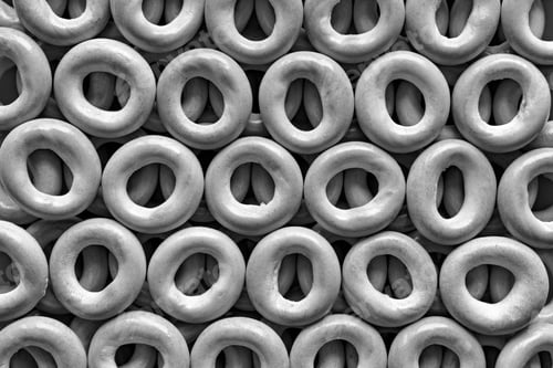 Preview: Wheaten Bagels Or Pretzel For Abstract Food Background On The Photo Of Monochrome Tone