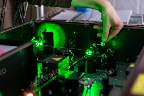 Preview: scientist work with laser machine or system b