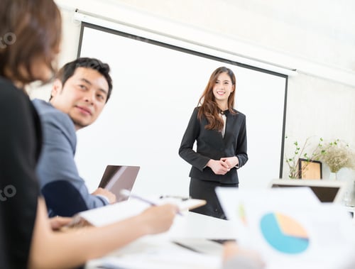 Preview: Business woman having presentation in conference