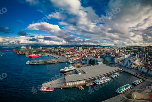 Preview: Aerial drone panoramic view of Stavanger city center