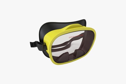 Preview: Safety goggles with black strap and yellow rectangular frame