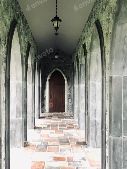 Preview: Archway to a church.