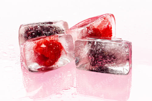 Preview: Close up of ice cubes with berries