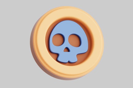 Bouton circulaire avec motif de tête de mort