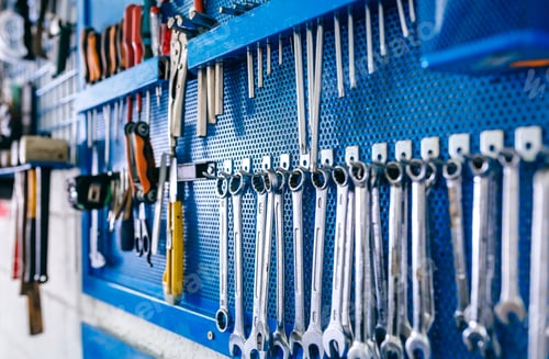 Preview: Detail of motorcycle workshop tools board