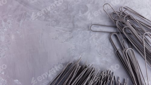 Preview: Black Pasta On A Gray Background. Black Spaghetti On Cement Background. Raw Spaghetti With