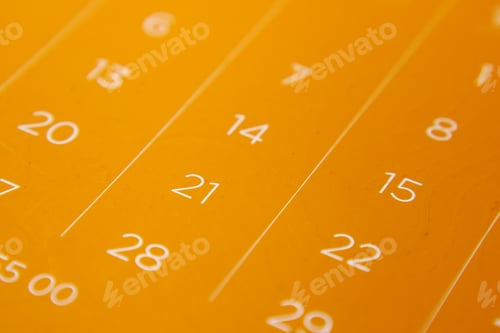 Preview: detail shot of a calendar on table,