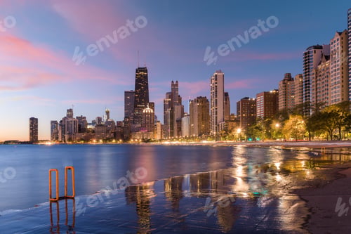 Preview: Chicago Skyline in Lake Michigan