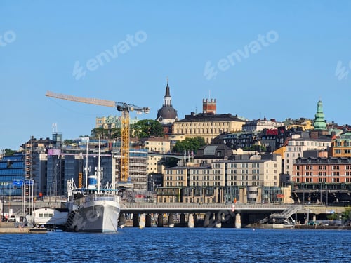 Preview: Scenic view of the cityscape of Stockholm at sunset in Sweden