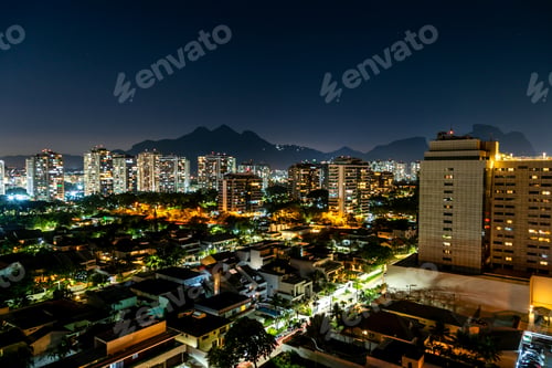 Preview: night panorama of the city of Rio de Janeiro from a bird's eye view