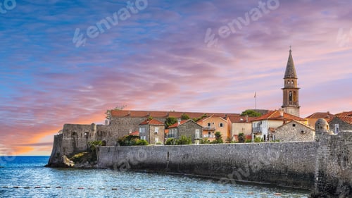 Preview: View of the old town Budva, one of medieval cities on Adriatic sea.