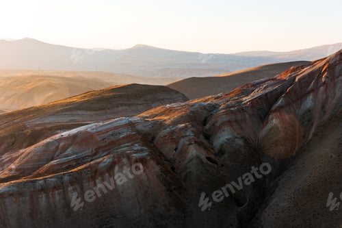 Preview: Striped mountain range at sunset